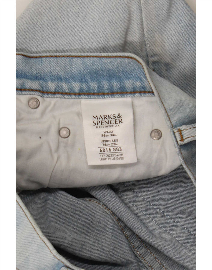 Jeans Marks & Spencer feminino de perna larga W34 L29 algodão azul