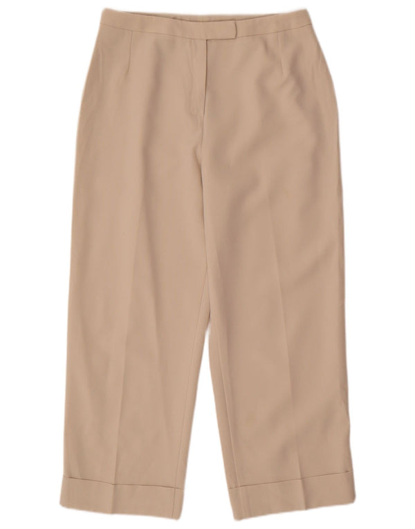 Calça feminina cortada reta Marks & Spencer Reino Unido 12 médio W30 L24 bege
