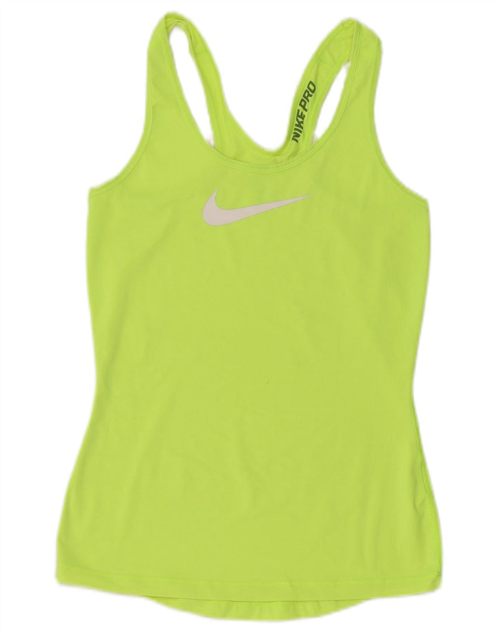 NIKE Womens Graphic Vest Top UK 8 Pequeno Verde Sintético