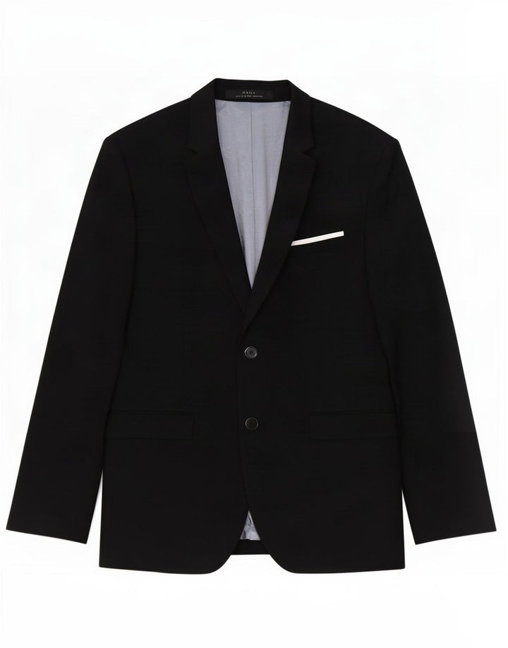 Jaqueta blazer masculina Zara com 2 botões EU 52 grande viscose preta