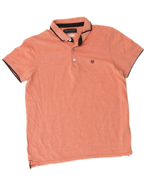 Camisa polo masculina Jack & Jones grande algodão laranja