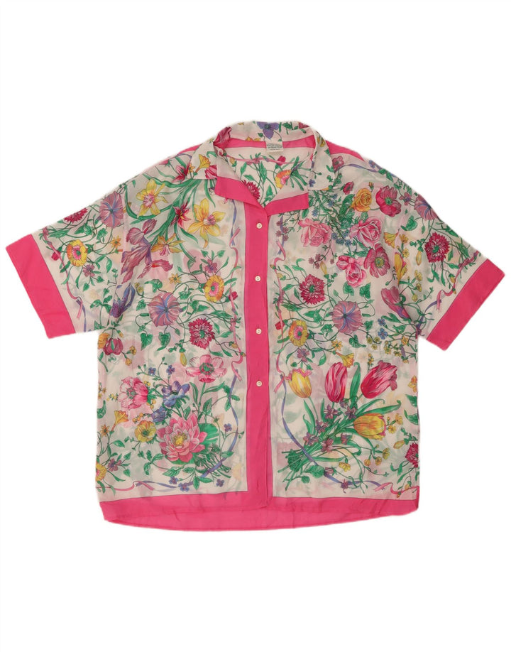 Blusa feminina oversized BENETTON Reino Unido 14 médio floral multicolorido