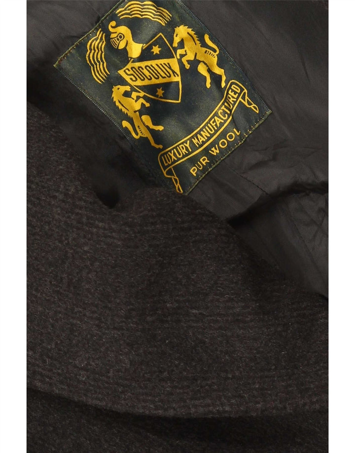 Casaco masculino vintage duplo breasted UK 38 médio preto lã nova