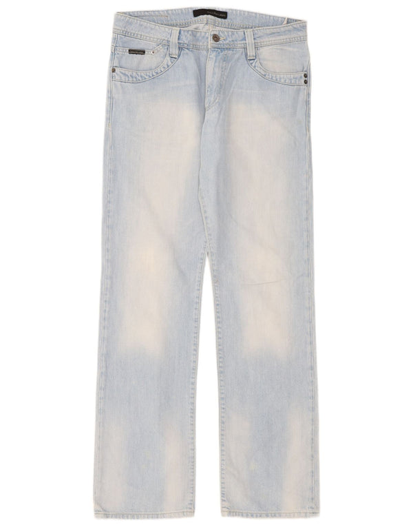 Calça jeans reta feminina Calvin Klein W32 L34 algodão azul