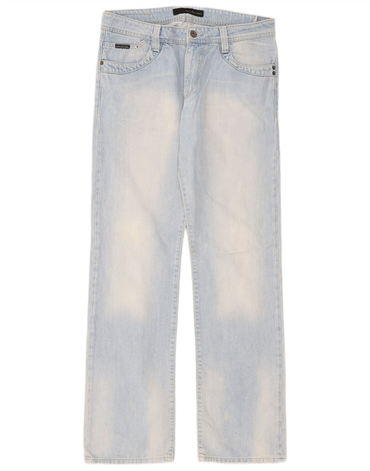 Calça jeans reta feminina Calvin Klein W32 L34 algodão azul