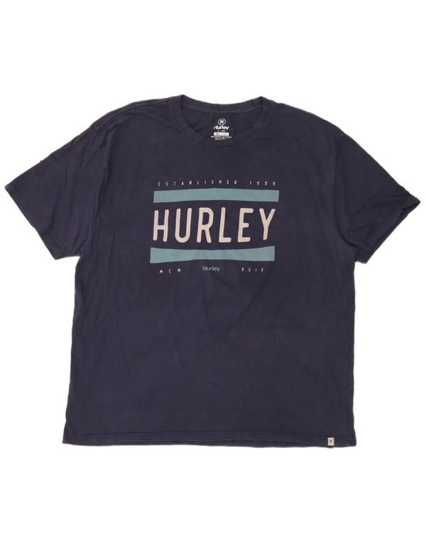 Camiseta gráfica masculina Hurley Top 2XL algodão azul marinho