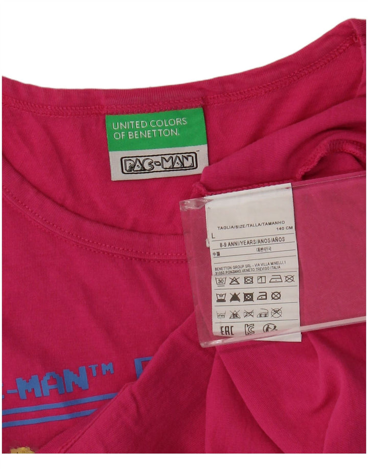 Camiseta feminina BENETTON Pac-Man Crop com estampa gráfica 8-9 anos grande rosa