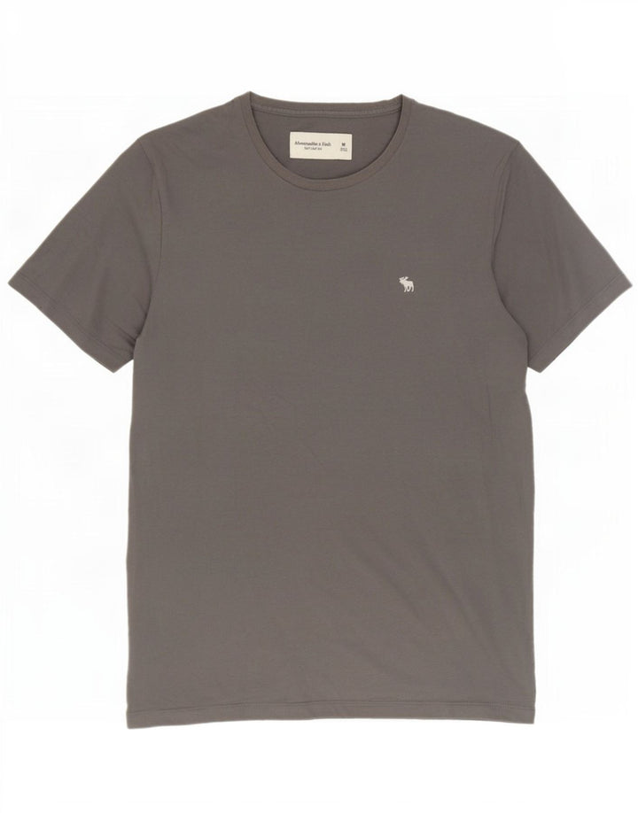 Camiseta masculina Abercrombie & Fitch Top cinza médio algodão