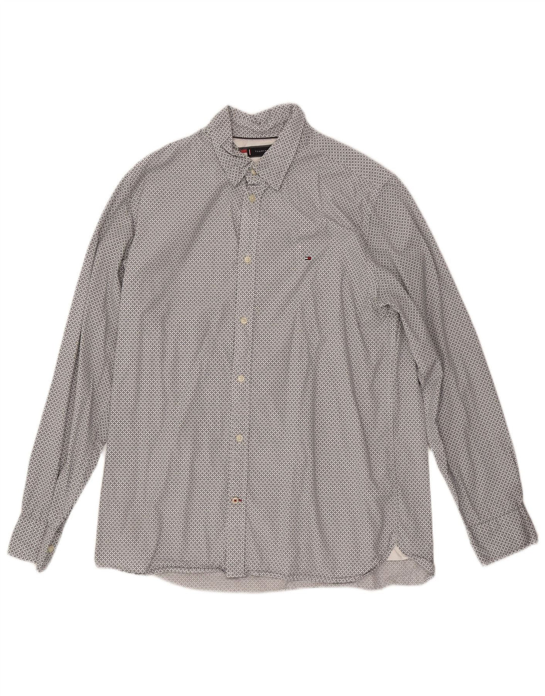 Camisa masculina TOMMY HILFIGER regular fit grande algodão manchado branco