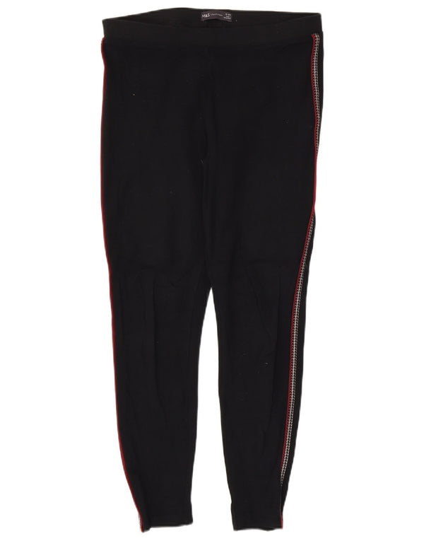 Leggings femininos Marks & Spencer Reino Unido 12 viscose listrada preta média