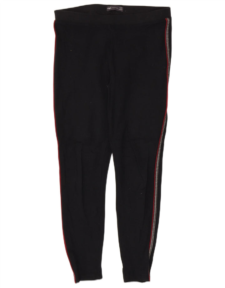 Leggings femininos Marks & Spencer Reino Unido 12 viscose listrada preta média