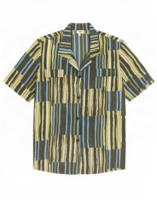 Blusa feminina Cherie de manga curta IT 48 XL seda listrada multicolorida