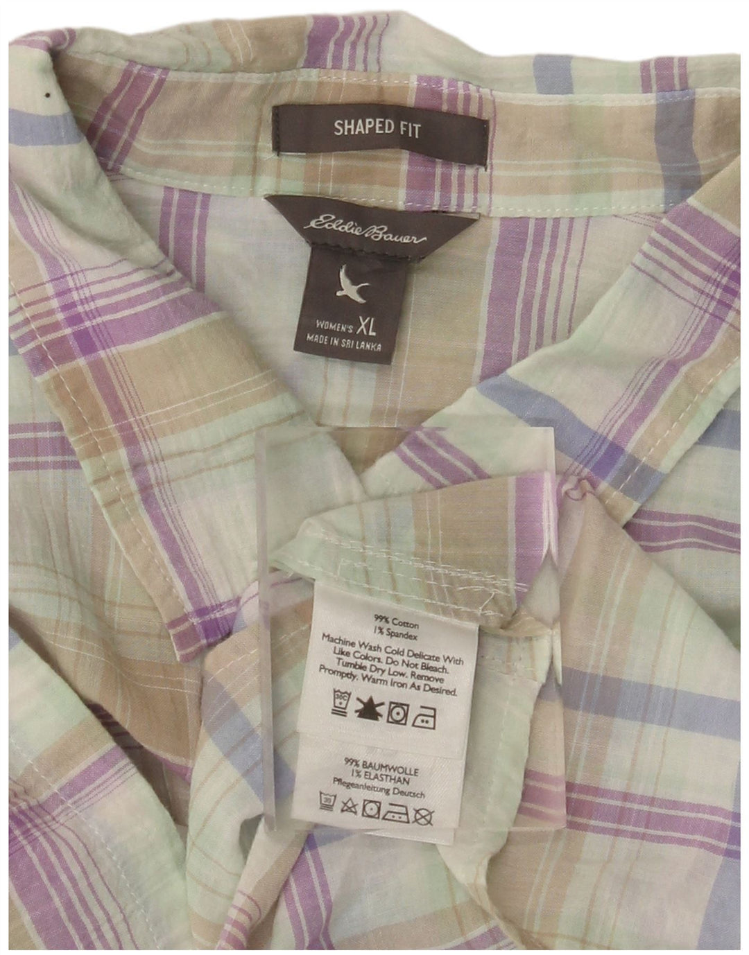 EDDIE BAUER Camisa Feminina Shaped Fit UK 18 XL Xadrez Multicolorido