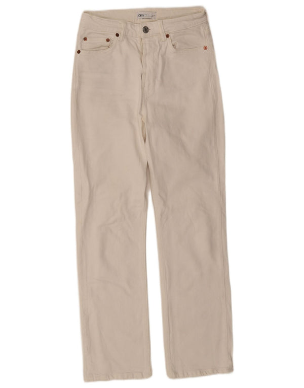 Calça jeans reta feminina Zara EU 36 XS W26 L28 algodão branco