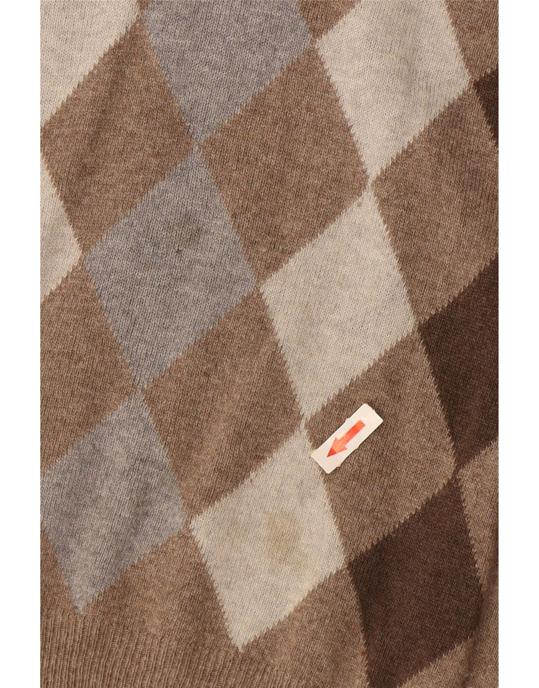 Suéter masculino CONSENSO com decote em V, marrom médio, Argyle/lã diamante