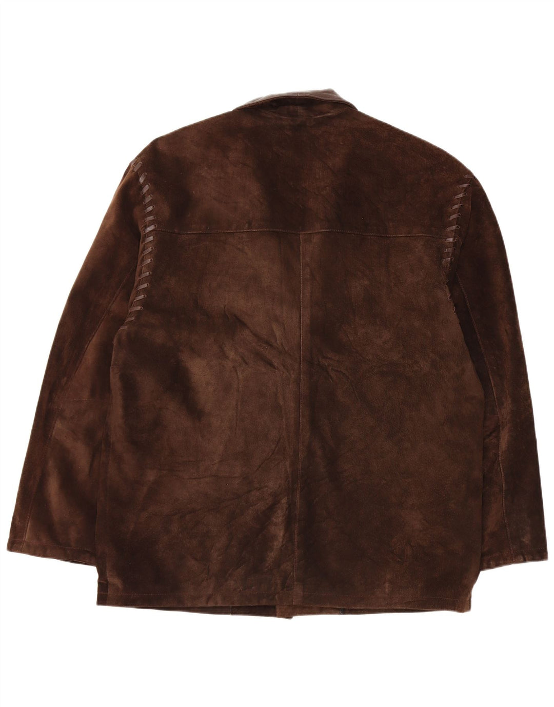 Jaqueta blazer feminina vintage de camurça com 3 botões IT 54 2XL couro marrom