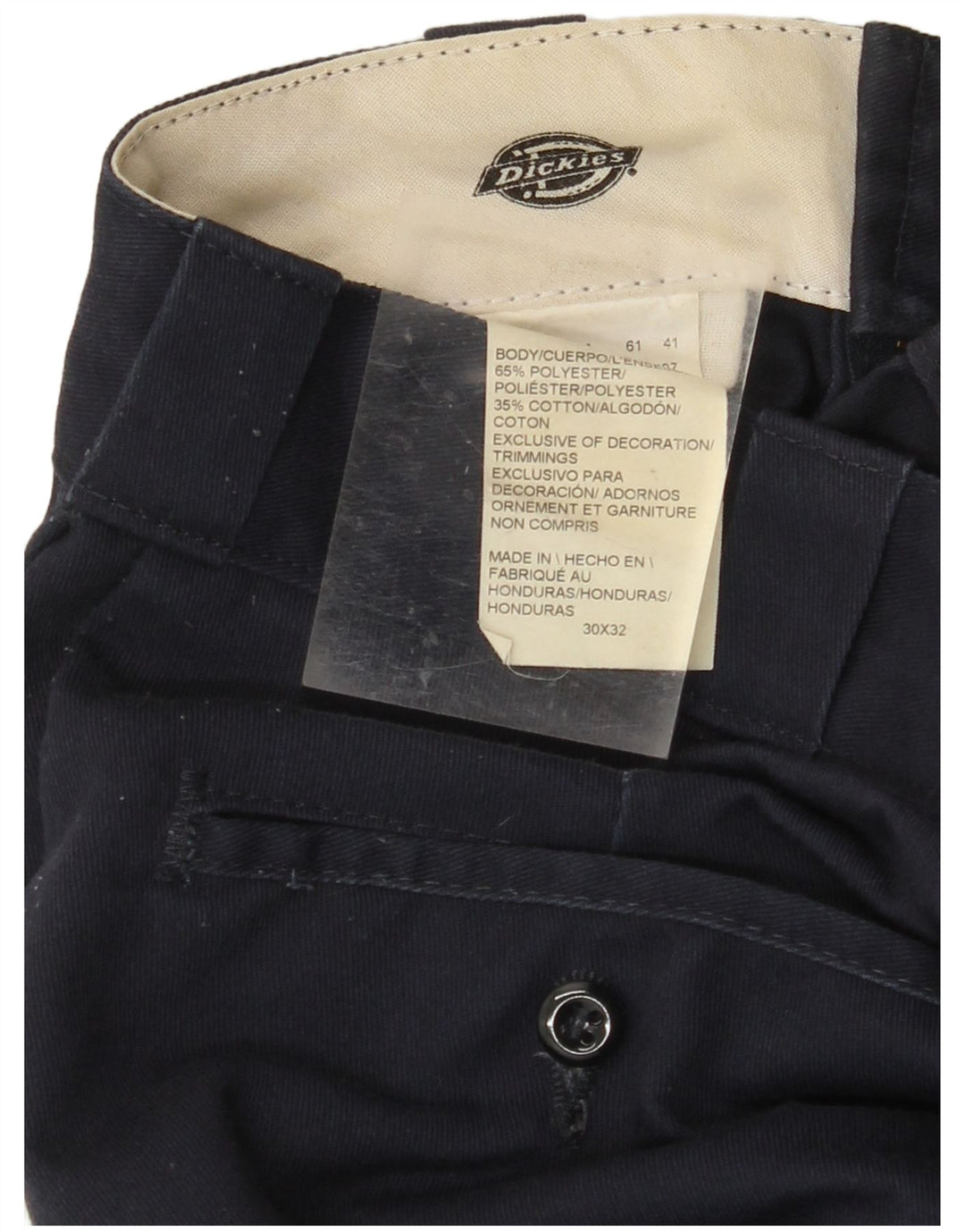 Calça chino reta masculina DICKIES W30 L32 poliéster azul marinho