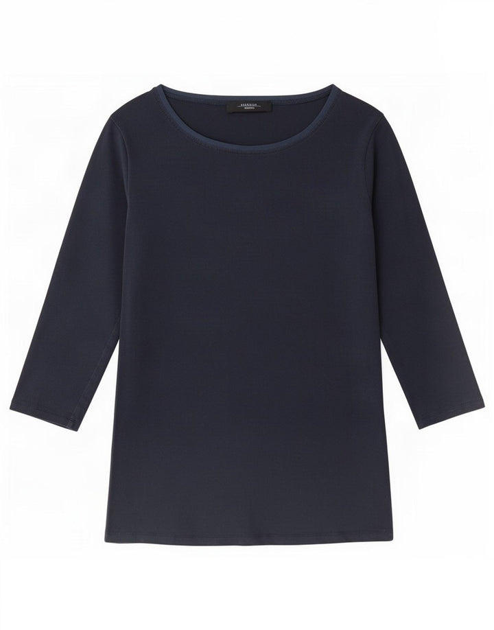 Top de fim de semana feminino Max Mara manga 3/4 Reino Unido 14 médio azul marinho