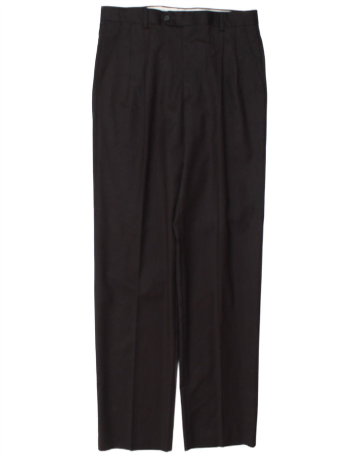 Calça de terno masculina vintage IT 48 médio W32 L34 lã preta