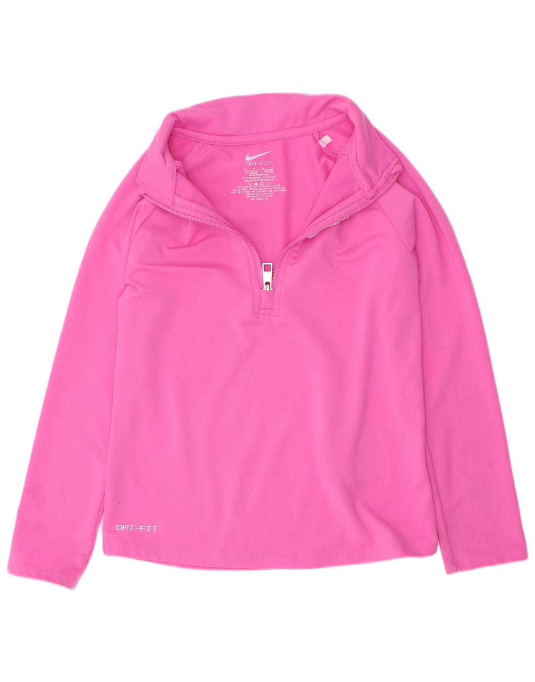 Nike Girls Dri Fit Zip Neck Pulôver Top de treino 5-6 anos rosa médio