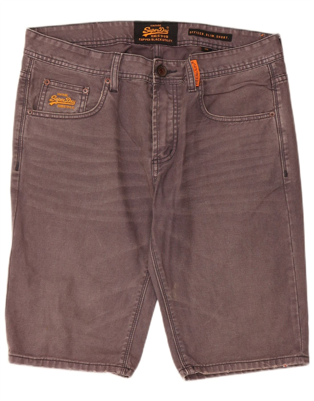 Shorts jeans masculinos SUPERDRY Slim Fit W34 grande algodão cinza