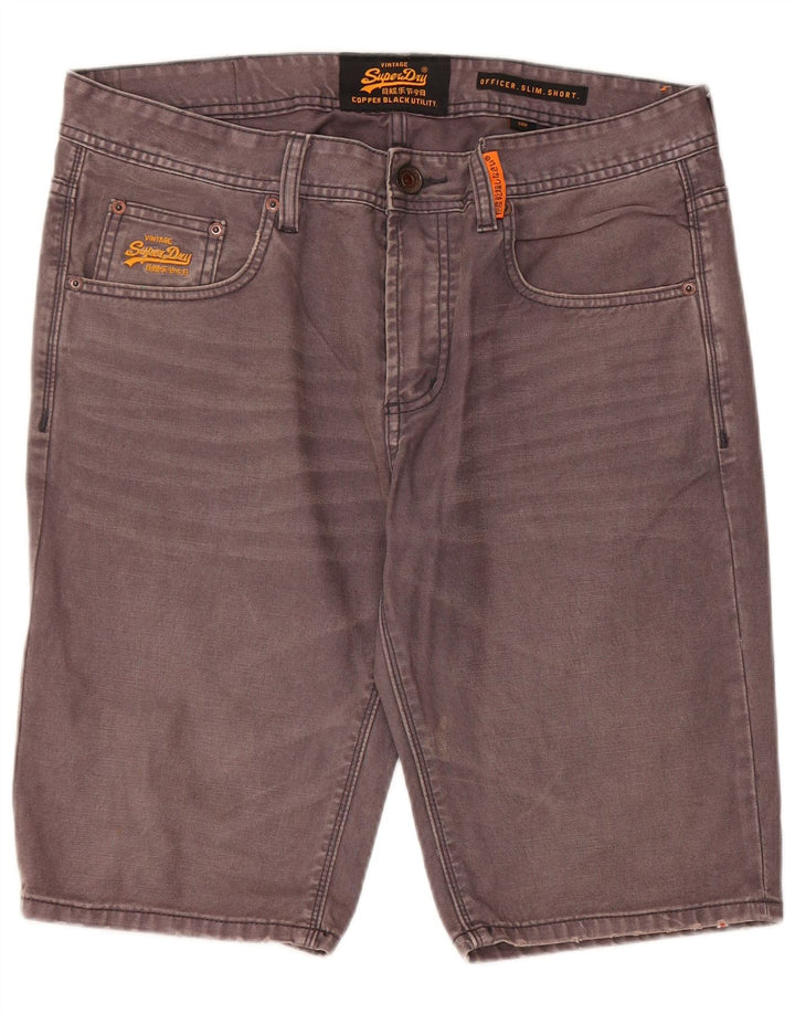 Shorts jeans masculinos SUPERDRY Slim Fit W34 grande algodão cinza