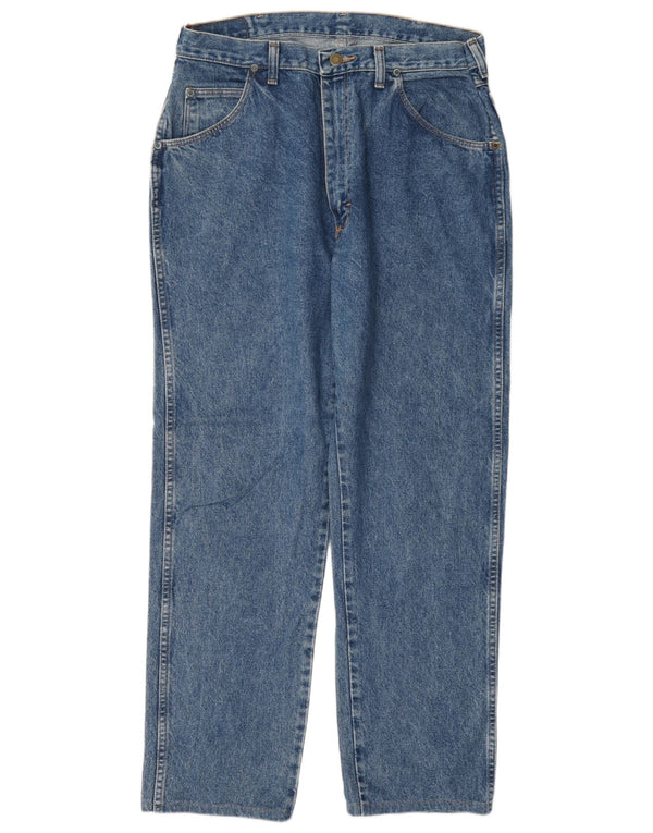 Wrangler Mens Straight Jeans W32 L29 Azul Algodão
