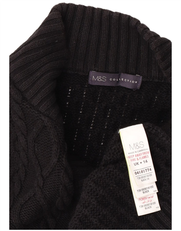 Suéter cardigã feminino Marks & Spencer Reino Unido 14 grande algodão preto