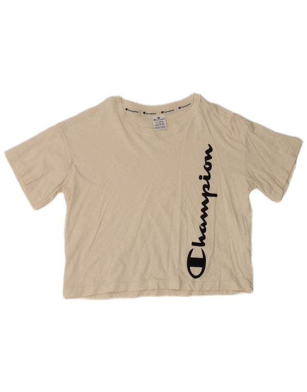 Camiseta feminina Champion Crop Graphic UK 18 XL algodão branco