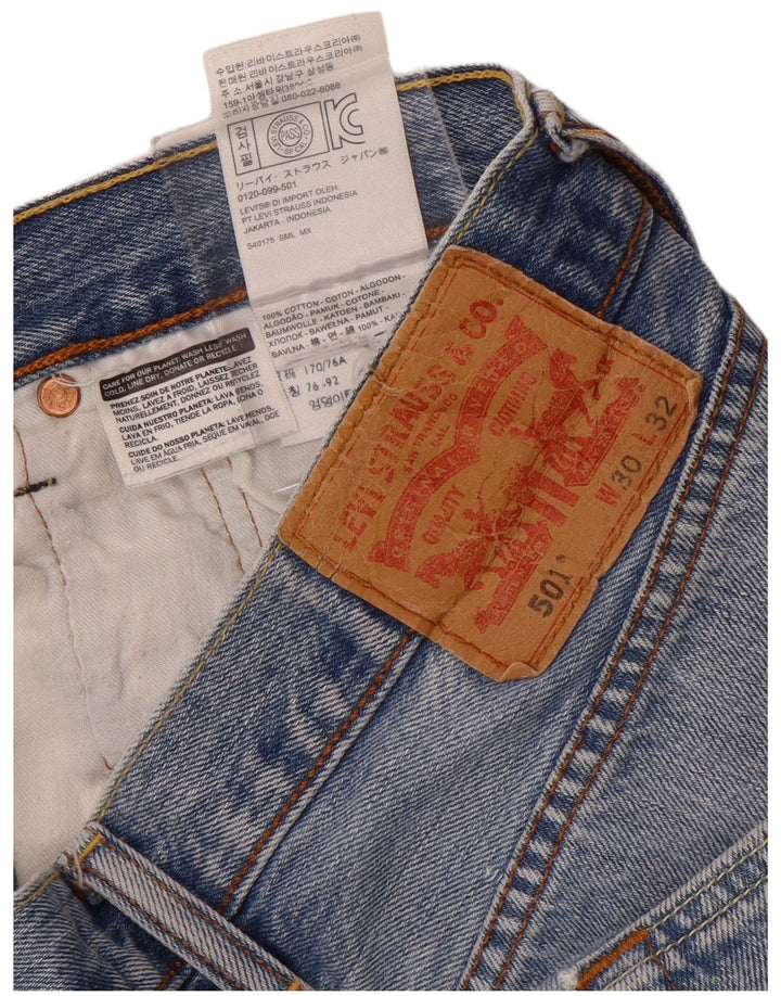 LEVI'S Masculino 501 Straight Jeans W30 L32 Azul Algodão