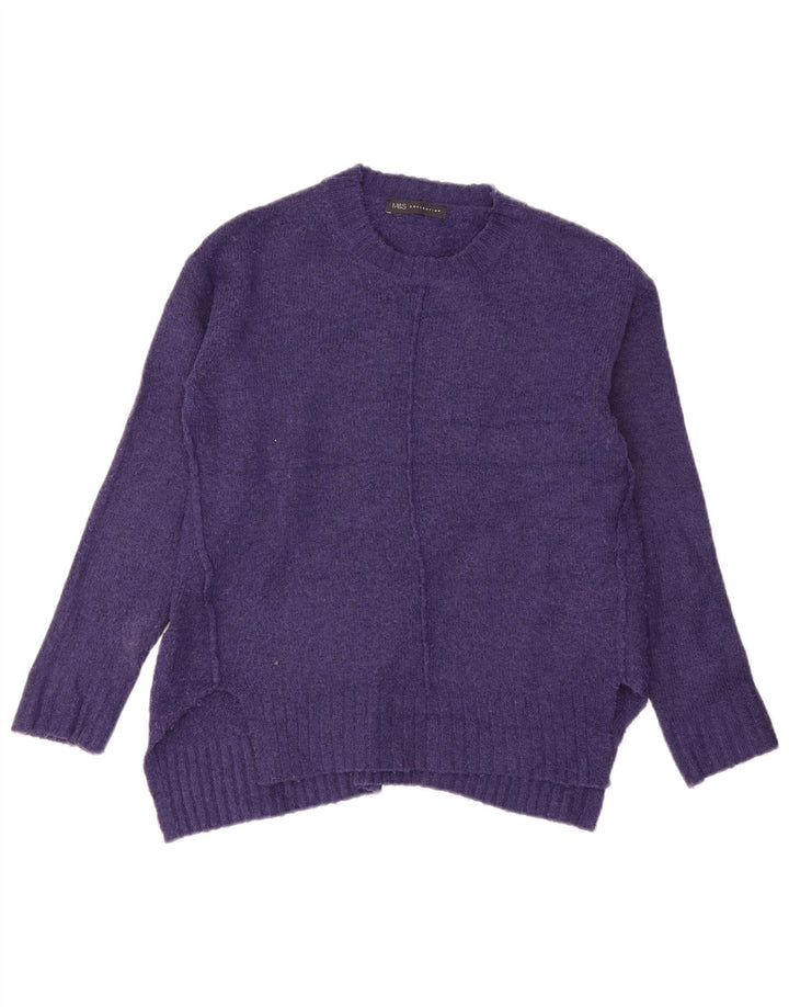 Suéter feminino Marks & Spencer com gola redonda Reino Unido 10 pequeno roxo