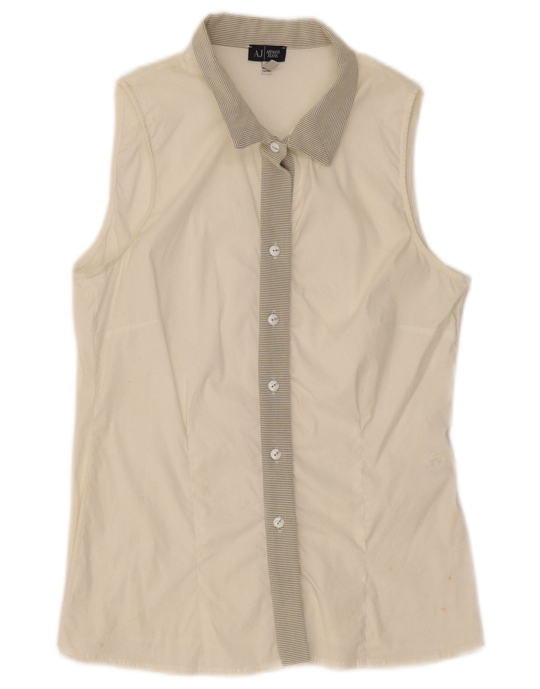 Blusa feminina sem mangas Armani Jeans EU 42 listrada branca média