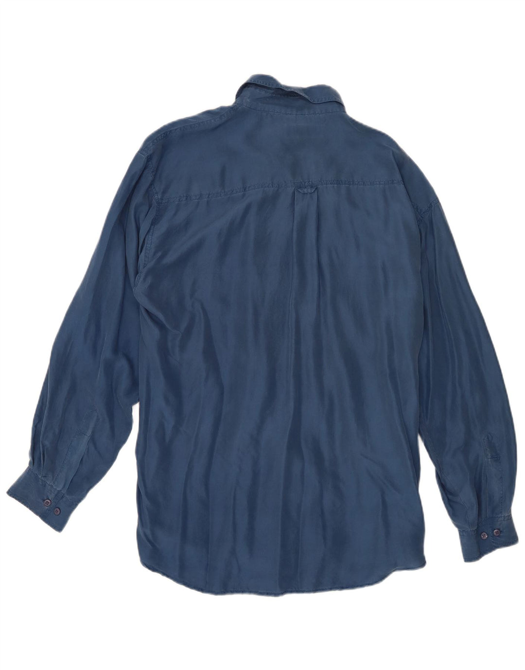 Camisa masculina vintage grande seda azul