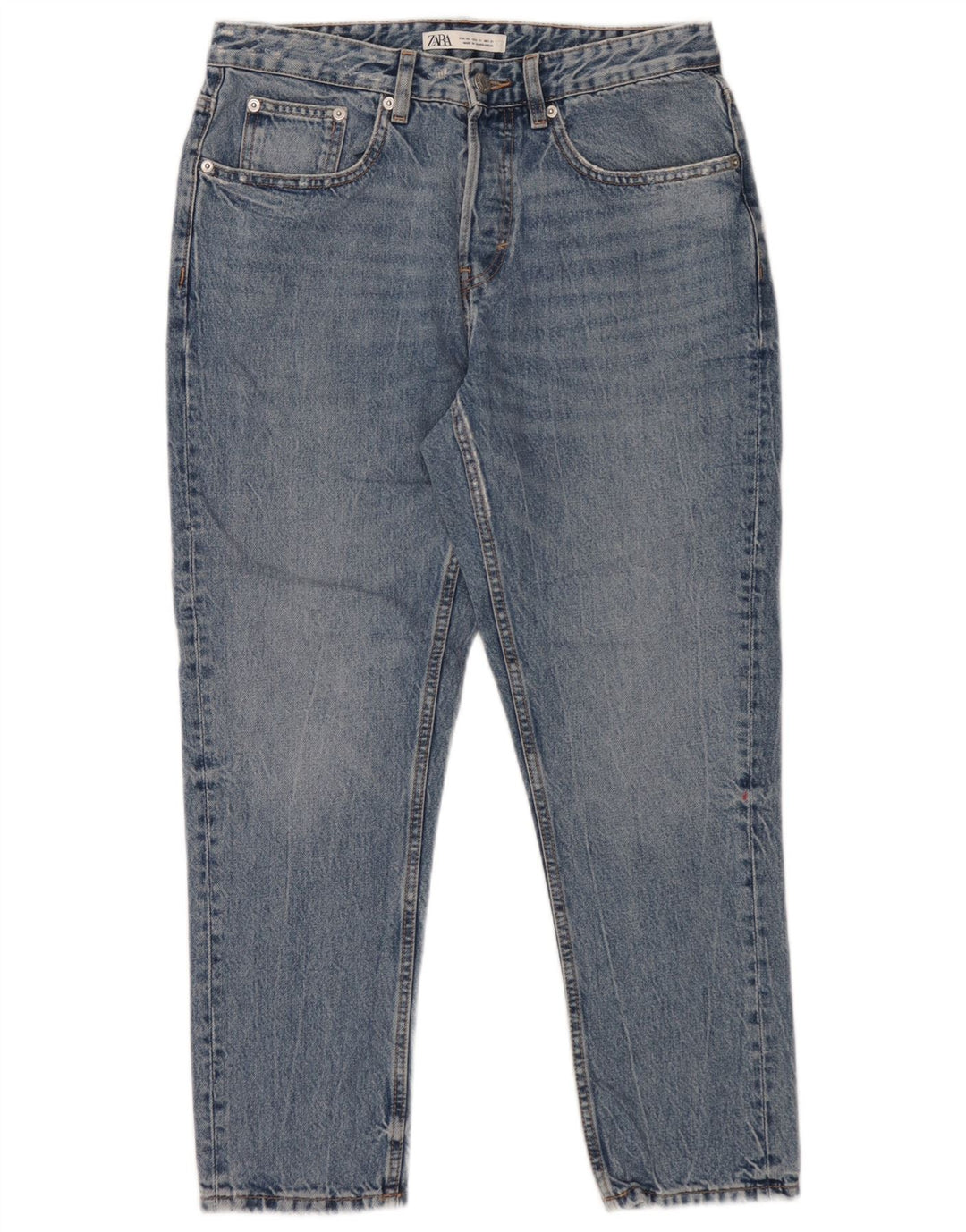 Zara Mens Tapered Jeans EU 40 Médio W31 L26 Azul Algodão