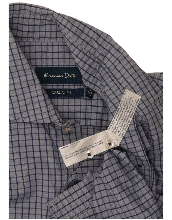 Camisa masculina casual Massimo Dutti XL algodão xadrez azul