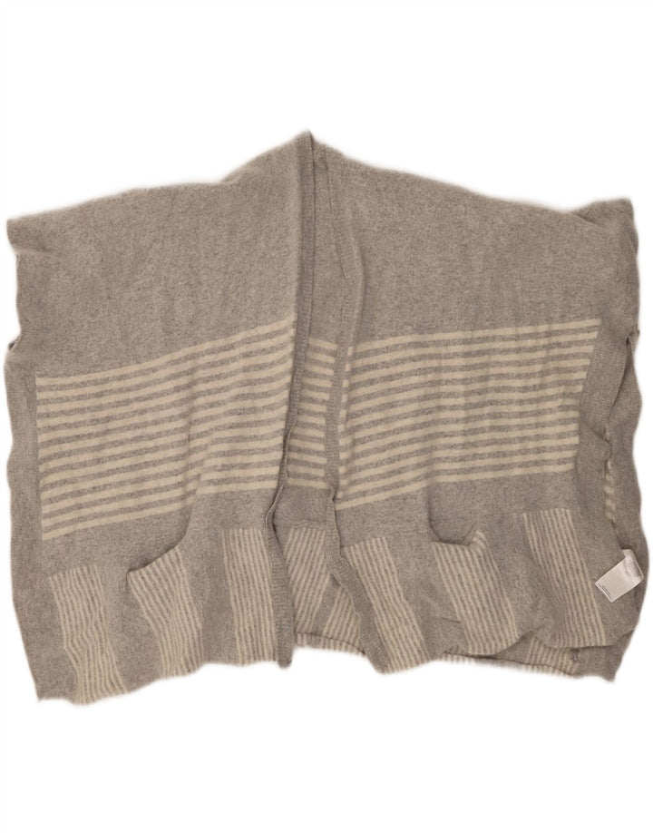 JOULES Suéter feminino Poncho Cardigan Reino Unido 10 Lã listrada cinza pequena