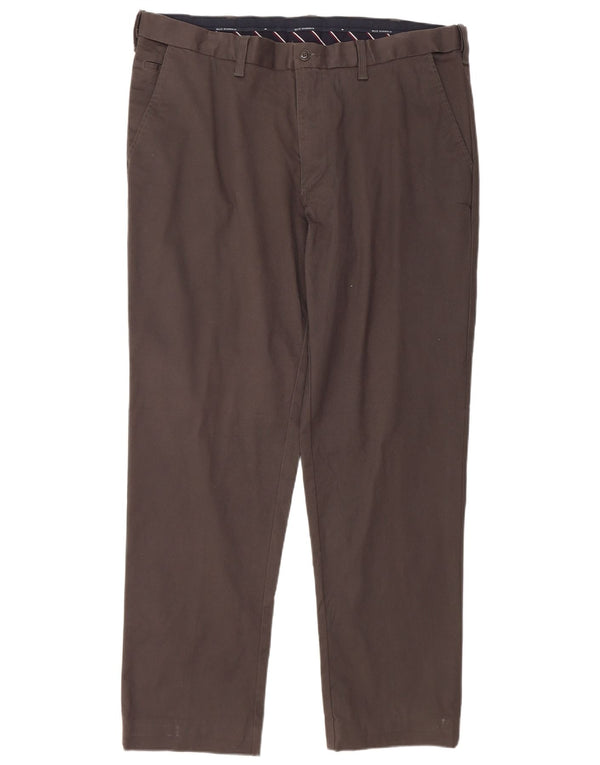 Calça chino reta masculina Marks & Spencer W40 L31 algodão cinza