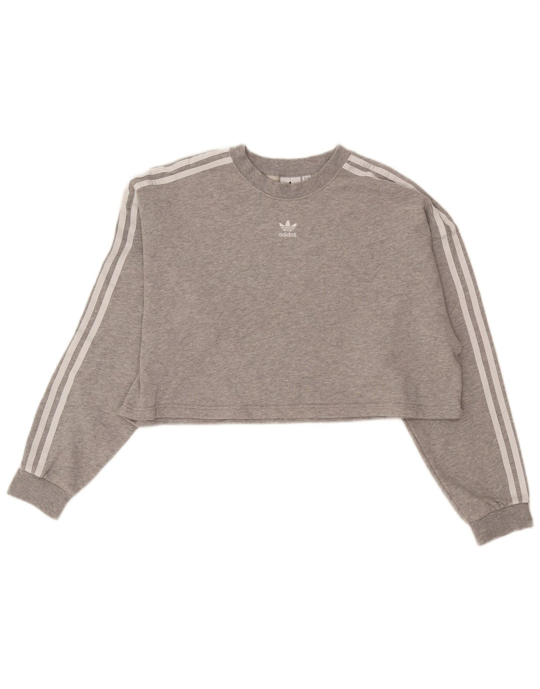 Adidas Womens Crop Oversized Moletom Jumper Reino Unido 8 Pequeno Algodão Cinza