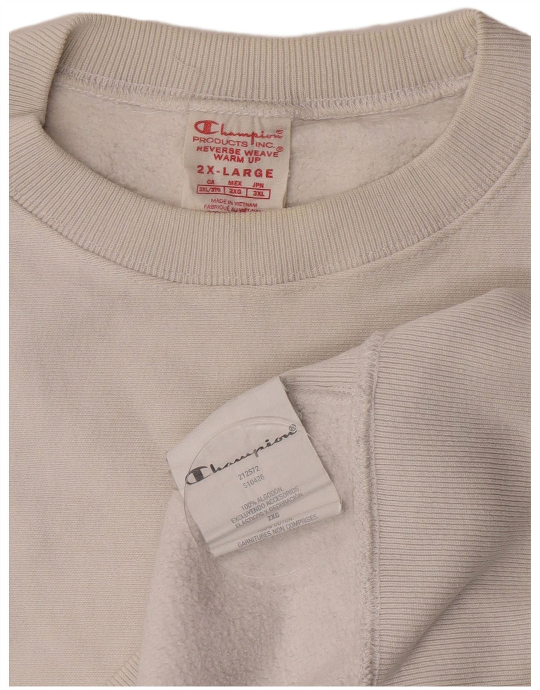 Champion moletom feminino jumper UK 20 2XL algodão branco