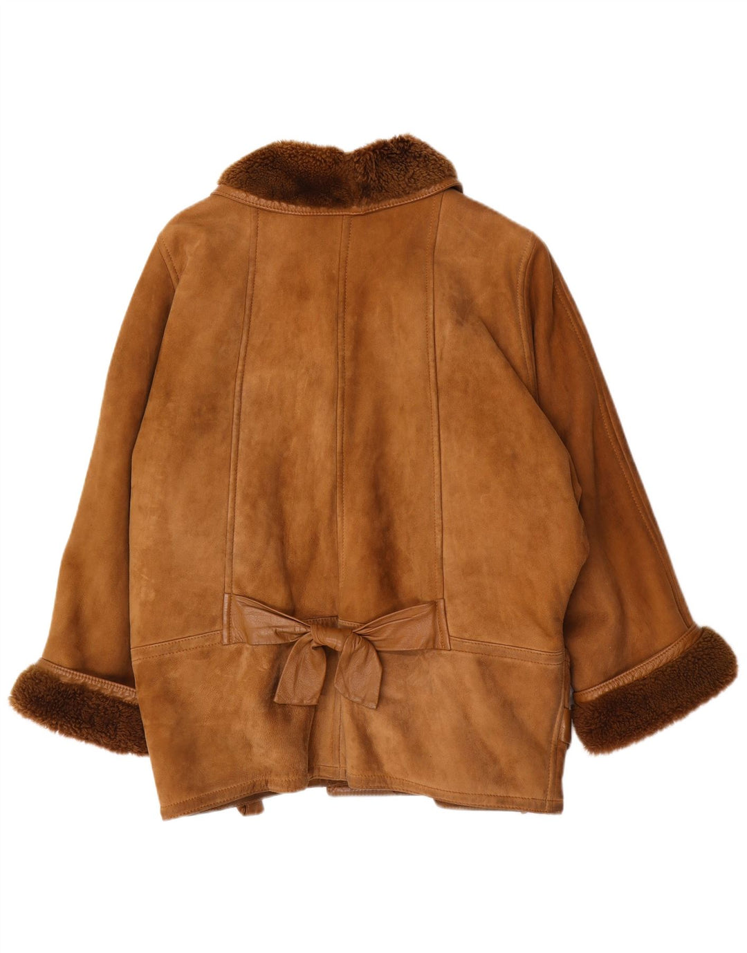Jaqueta feminina vintage manga 3/4 oversized shearling EU 46 XL marrom