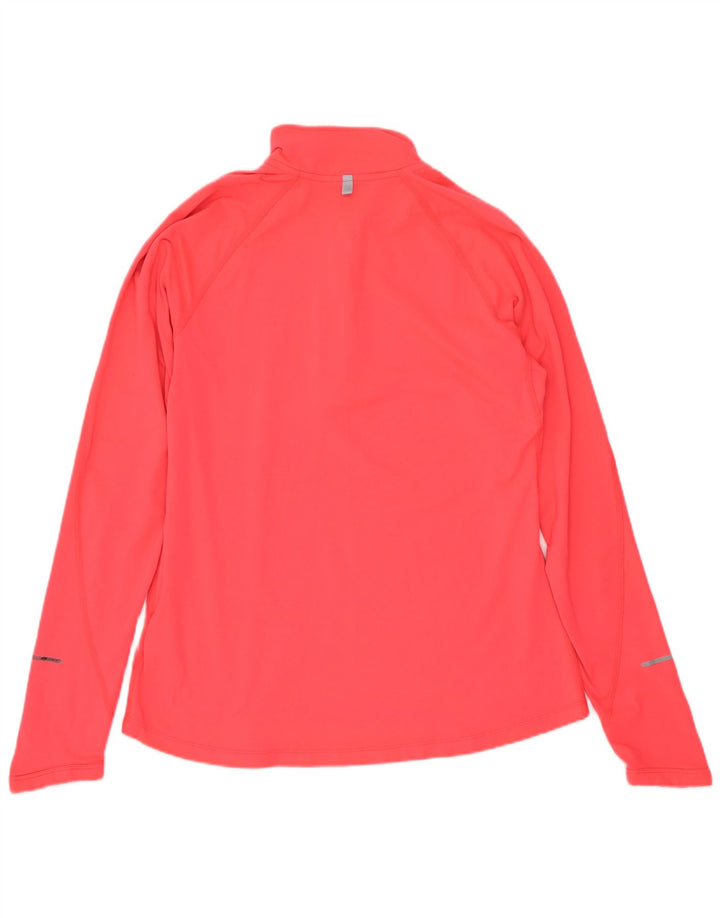 Nike Womens Dri Fit Zip Neck Pullover Treino Top UK 12 Médio Rosa