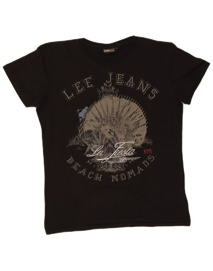 Camiseta masculina Lee com estampa gráfica grande de algodão preto