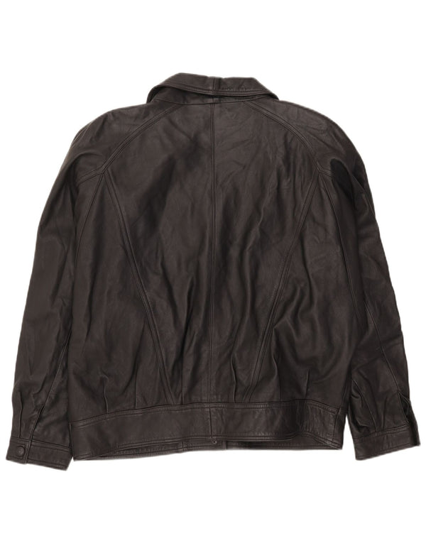 Jaqueta de couro feminina vintage UK 16 grande preta