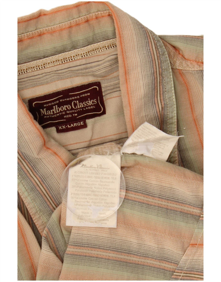 MARLBORO CLASSICS Camisa masculina de manga curta 2XL algodão listrado multicolorido
