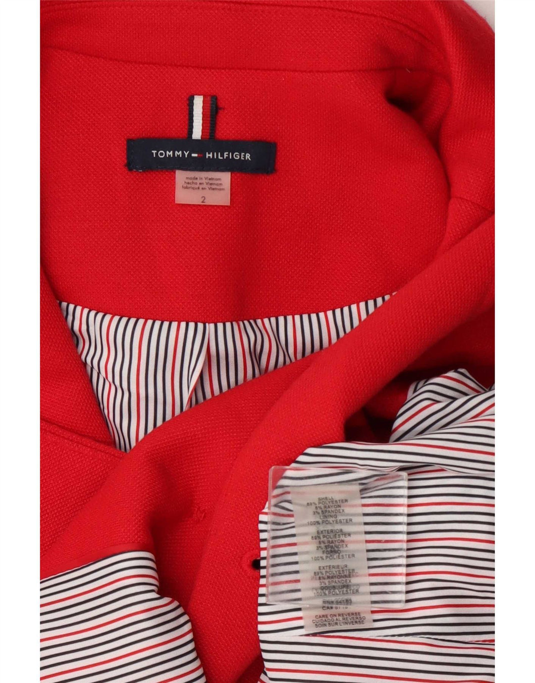 Jaqueta blazer feminina Tommy Hilfiger com peito duplo EUA 2 XS poliéster vermelho