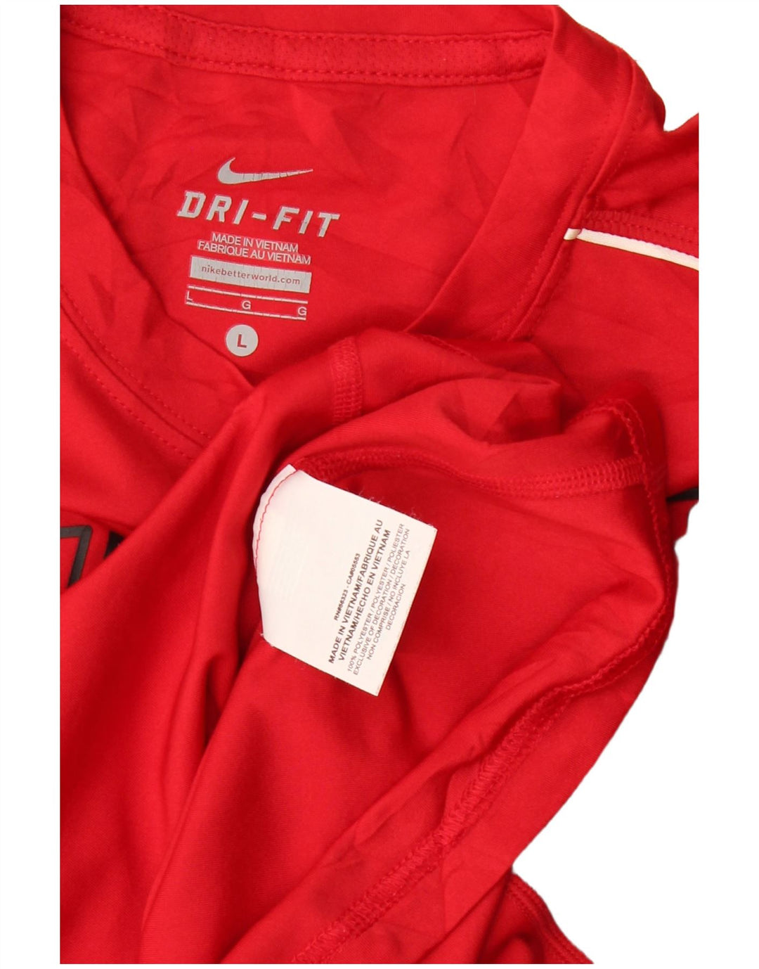 Top gráfico Nike feminino Dri Fit manga comprida UK 16 grande poliéster vermelho