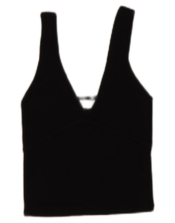 Blusa feminina sem mangas Zara Top UK 10 pequena preta