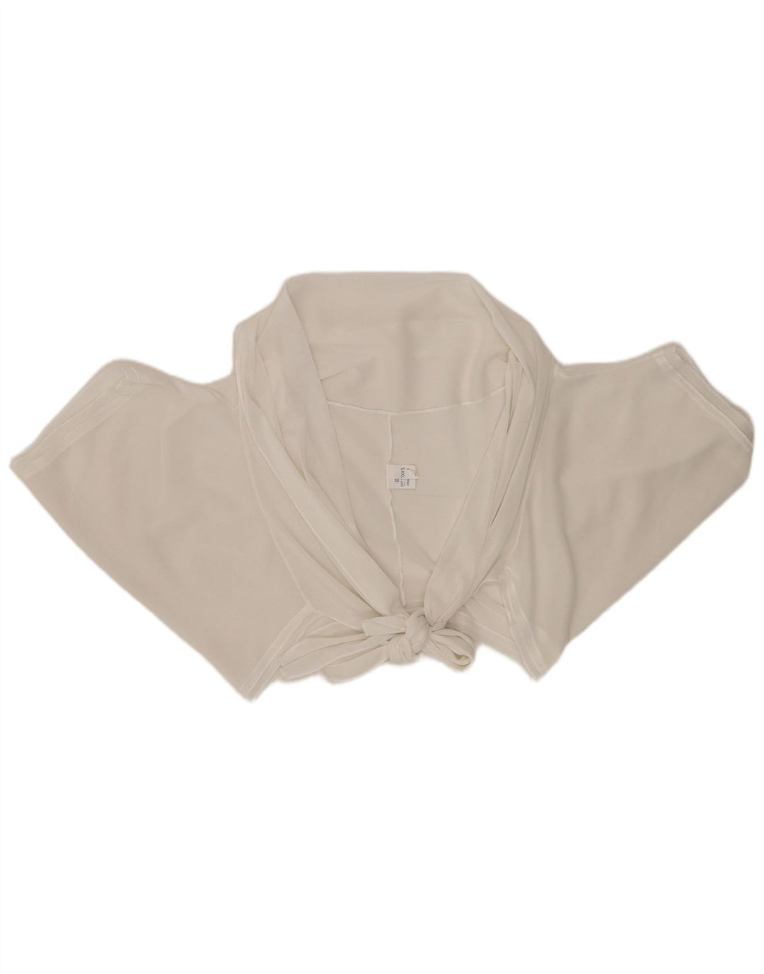 Top feminino vintage com gravata frontal UK 20 2XL viscose branca
