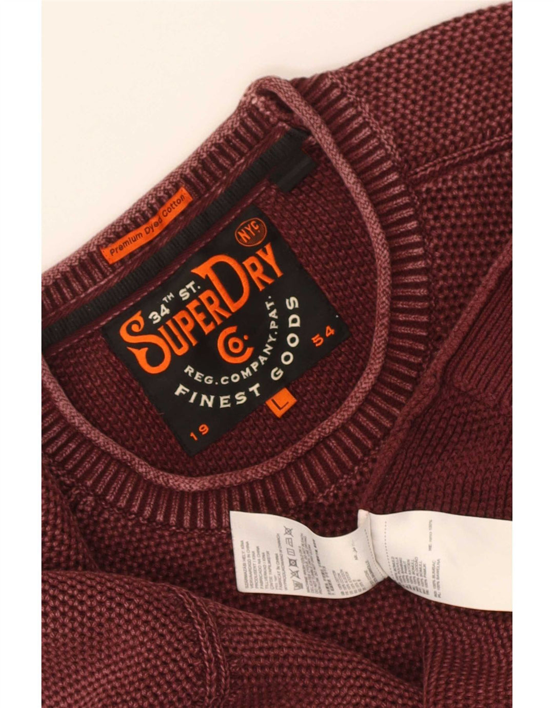 Suéter masculino Superdry com gola redonda, grande algodão marrom