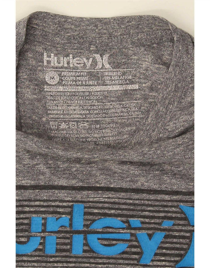 Camiseta masculina Hurley Premium Fit gráfica de poliéster manchado cinza médio